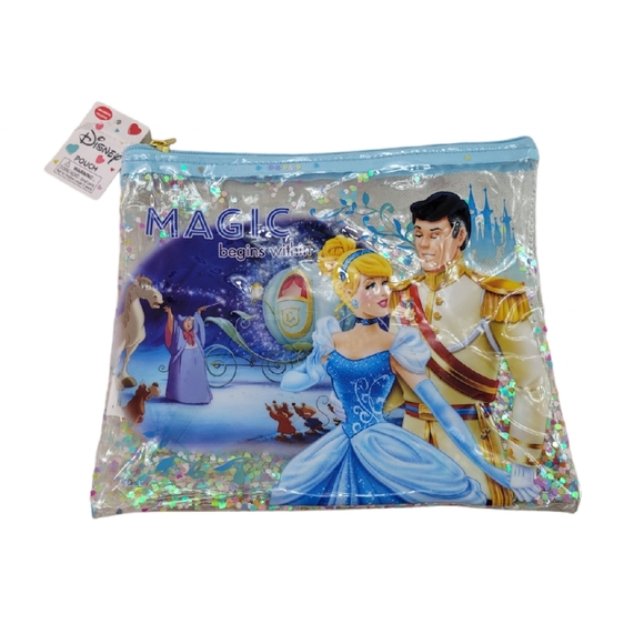 Disney Handbags - Disney Cinderella Make up Bag/Pouch Clear Glitter Pouch 8⅝" × 7⅝" New